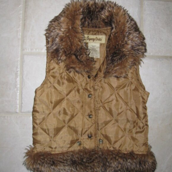 SQUEEZE GIRL'S SZ 5 DENIM JEAN JACKET W/ REMOVABLE FAUX FUR COLLAR  QUILTED VEST - Picture 12 of 15